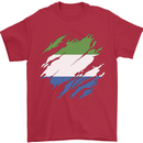 Torn Sierra Leone Flag Leonian Day Football Mens T-Shirt 100% Cotton Red