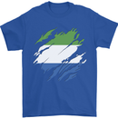 Torn Sierra Leone Flag Leonian Day Football Mens T-Shirt 100% Cotton Royal Blue