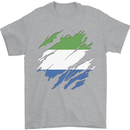 Torn Sierra Leone Flag Leonian Day Football Mens T-Shirt 100% Cotton Sports Grey