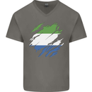 Torn Sierra Leone Flag Leonian Day Football Mens V-Neck Cotton T-Shirt Charcoal