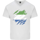 Torn Sierra Leone Flag Leonian Day Football Mens V-Neck Cotton T-Shirt White