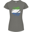 Torn Sierra Leone Flag Leonian Day Football Womens Petite Cut T-Shirt Charcoal