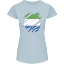 Torn Sierra Leone Flag Leonian Day Football Womens Petite Cut T-Shirt Light Blue