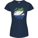 Torn Sierra Leone Flag Leonian Day Football Womens Petite Cut T-Shirt Navy Blue