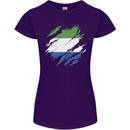 Torn Sierra Leone Flag Leonian Day Football Womens Petite Cut T-Shirt Purple