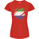 Torn Sierra Leone Flag Leonian Day Football Womens Petite Cut T-Shirt Red