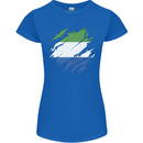 Torn Sierra Leone Flag Leonian Day Football Womens Petite Cut T-Shirt Royal Blue