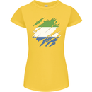 Torn Sierra Leone Flag Leonian Day Football Womens Petite Cut T-Shirt Yellow