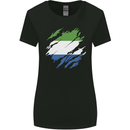 Torn Sierra Leone Flag Leonian Day Football Womens Wider Cut T-Shirt Black