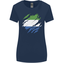 Torn Sierra Leone Flag Leonian Day Football Womens Wider Cut T-Shirt Navy Blue