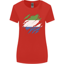 Torn Sierra Leone Flag Leonian Day Football Womens Wider Cut T-Shirt Red