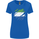 Torn Sierra Leone Flag Leonian Day Football Womens Wider Cut T-Shirt Royal Blue