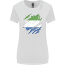 Torn Sierra Leone Flag Leonian Day Football Womens Wider Cut T-Shirt White