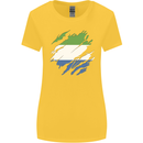 Torn Sierra Leone Flag Leonian Day Football Womens Wider Cut T-Shirt Yellow