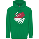 Torn Singapore Flag Singaporean Day Football Childrens Kids Hoodie Irish Green