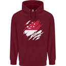 Torn Singapore Flag Singaporean Day Football Childrens Kids Hoodie Maroon