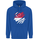 Torn Singapore Flag Singaporean Day Football Childrens Kids Hoodie Royal Blue