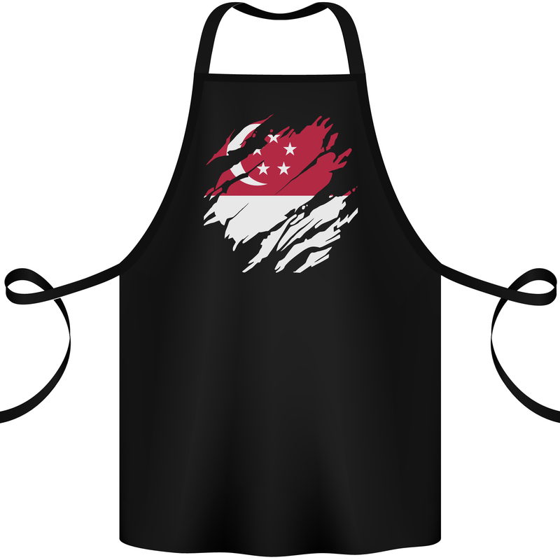 Torn Singapore Flag Singaporean Day Football Cotton Apron 100% Organic Black
