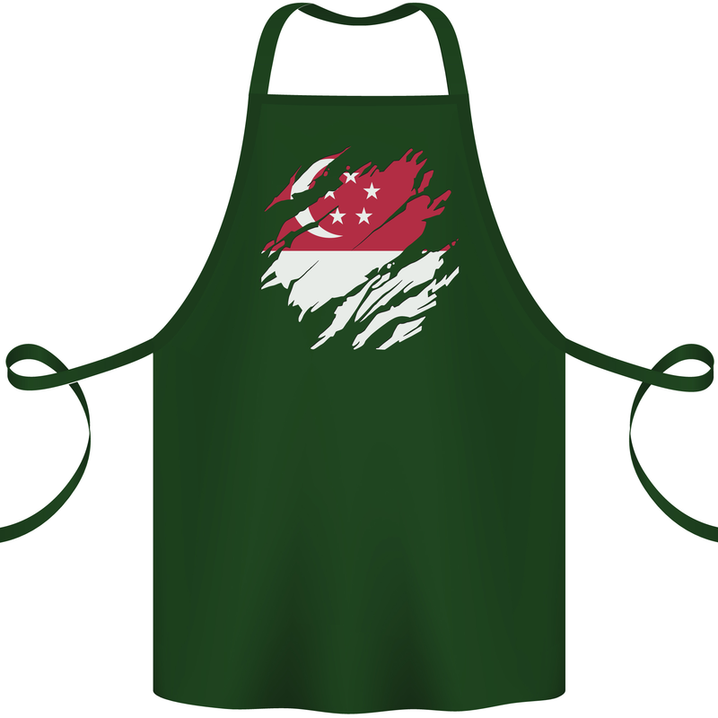 Torn Singapore Flag Singaporean Day Football Cotton Apron 100% Organic Forest Green