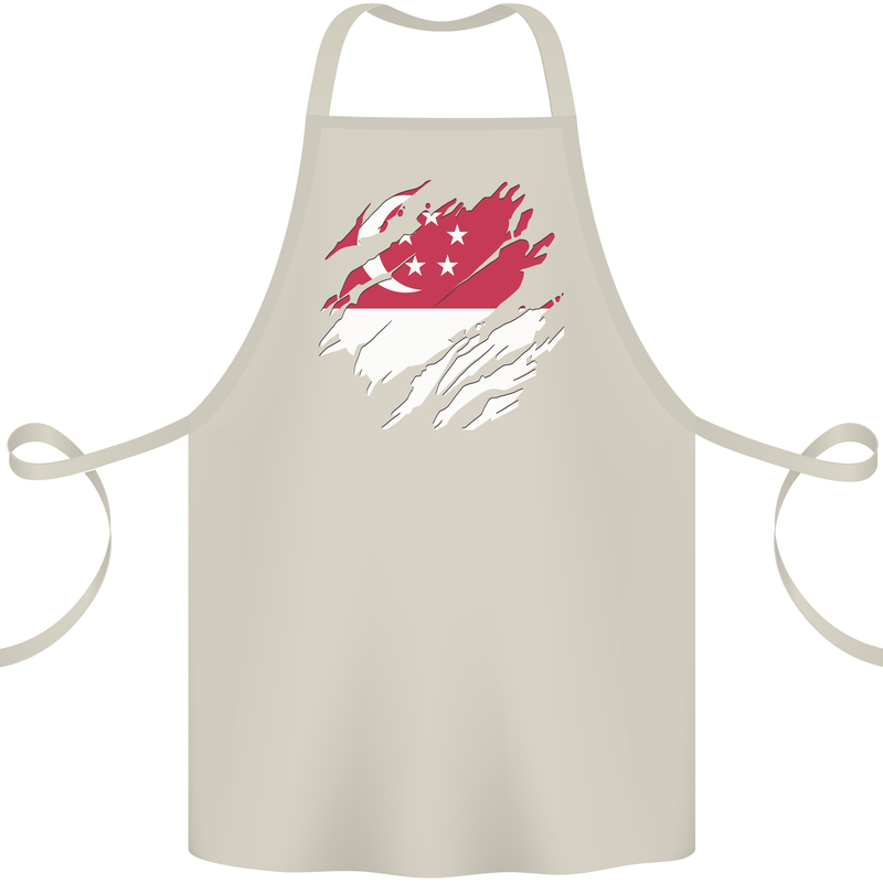 Torn Singapore Flag Singaporean Day Football Cotton Apron 100% Organic Natural