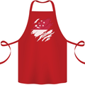 Torn Singapore Flag Singaporean Day Football Cotton Apron 100% Organic Red