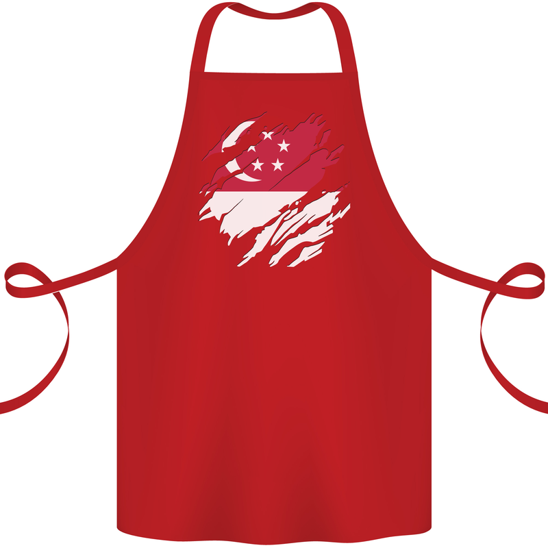 Torn Singapore Flag Singaporean Day Football Cotton Apron 100% Organic Red