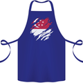 Torn Singapore Flag Singaporean Day Football Cotton Apron 100% Organic Royal Blue
