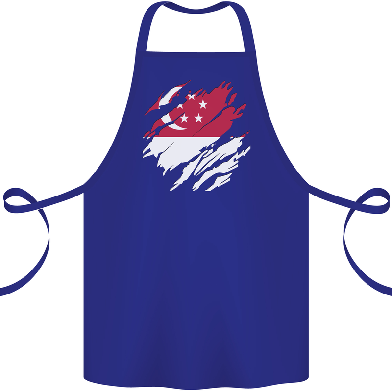 Torn Singapore Flag Singaporean Day Football Cotton Apron 100% Organic Royal Blue
