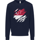 Torn Singapore Flag Singaporean Day Football Kids Sweatshirt Jumper Navy Blue