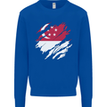 Torn Singapore Flag Singaporean Day Football Kids Sweatshirt Jumper Royal Blue