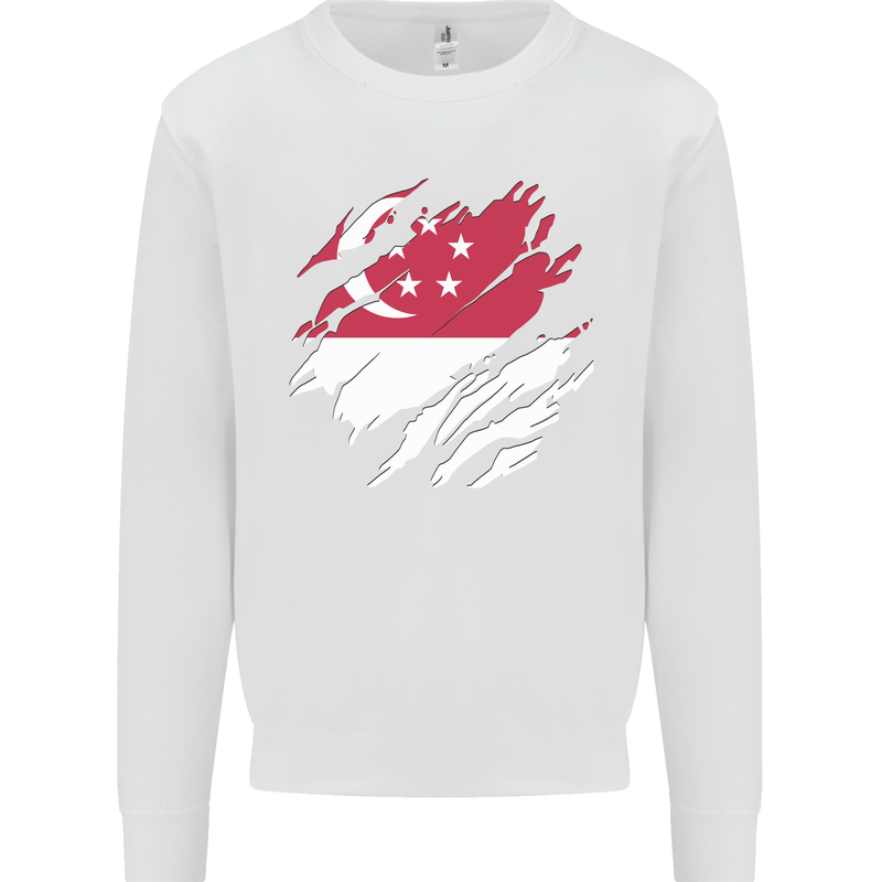 Torn Singapore Flag Singaporean Day Football Kids Sweatshirt Jumper White