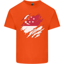 Torn Singapore Flag Singaporean Day Football Kids T-Shirt Childrens Orange