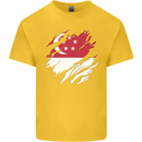 Torn Singapore Flag Singaporean Day Football Kids T-Shirt Childrens Yellow