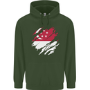 Torn Singapore Flag Singaporean Day Football Mens 80% Cotton Hoodie Forest Green