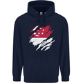 Torn Singapore Flag Singaporean Day Football Mens 80% Cotton Hoodie Navy Blue
