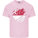 Torn Singapore Flag Singaporean Day Football Mens Cotton T-Shirt Tee Top Light Pink