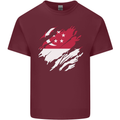 Torn Singapore Flag Singaporean Day Football Mens Cotton T-Shirt Tee Top Maroon