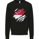 Torn Singapore Flag Singaporean Day Football Mens Sweatshirt Jumper Black