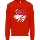 Torn Singapore Flag Singaporean Day Football Mens Sweatshirt Jumper Bright Red