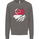 Torn Singapore Flag Singaporean Day Football Mens Sweatshirt Jumper Charcoal