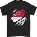 Torn Singapore Flag Singaporean Day Football Mens T-Shirt 100% Cotton Black
