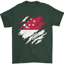 Torn Singapore Flag Singaporean Day Football Mens T-Shirt 100% Cotton Forest Green