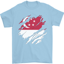 Torn Singapore Flag Singaporean Day Football Mens T-Shirt 100% Cotton Light Blue