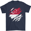Torn Singapore Flag Singaporean Day Football Mens T-Shirt 100% Cotton Navy Blue