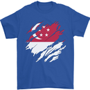 Torn Singapore Flag Singaporean Day Football Mens T-Shirt 100% Cotton Royal Blue