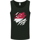 Torn Singapore Flag Singaporean Day Football Mens Vest Tank Top Black