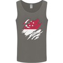 Torn Singapore Flag Singaporean Day Football Mens Vest Tank Top Charcoal