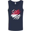 Torn Singapore Flag Singaporean Day Football Mens Vest Tank Top Navy Blue