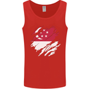 Torn Singapore Flag Singaporean Day Football Mens Vest Tank Top Red