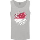 Torn Singapore Flag Singaporean Day Football Mens Vest Tank Top Sports Grey